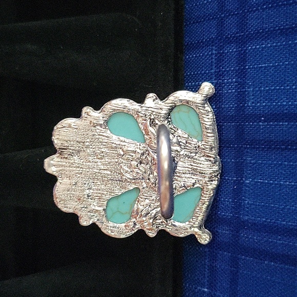 Faux turquoise adjustable ring - Picture 2 of 4